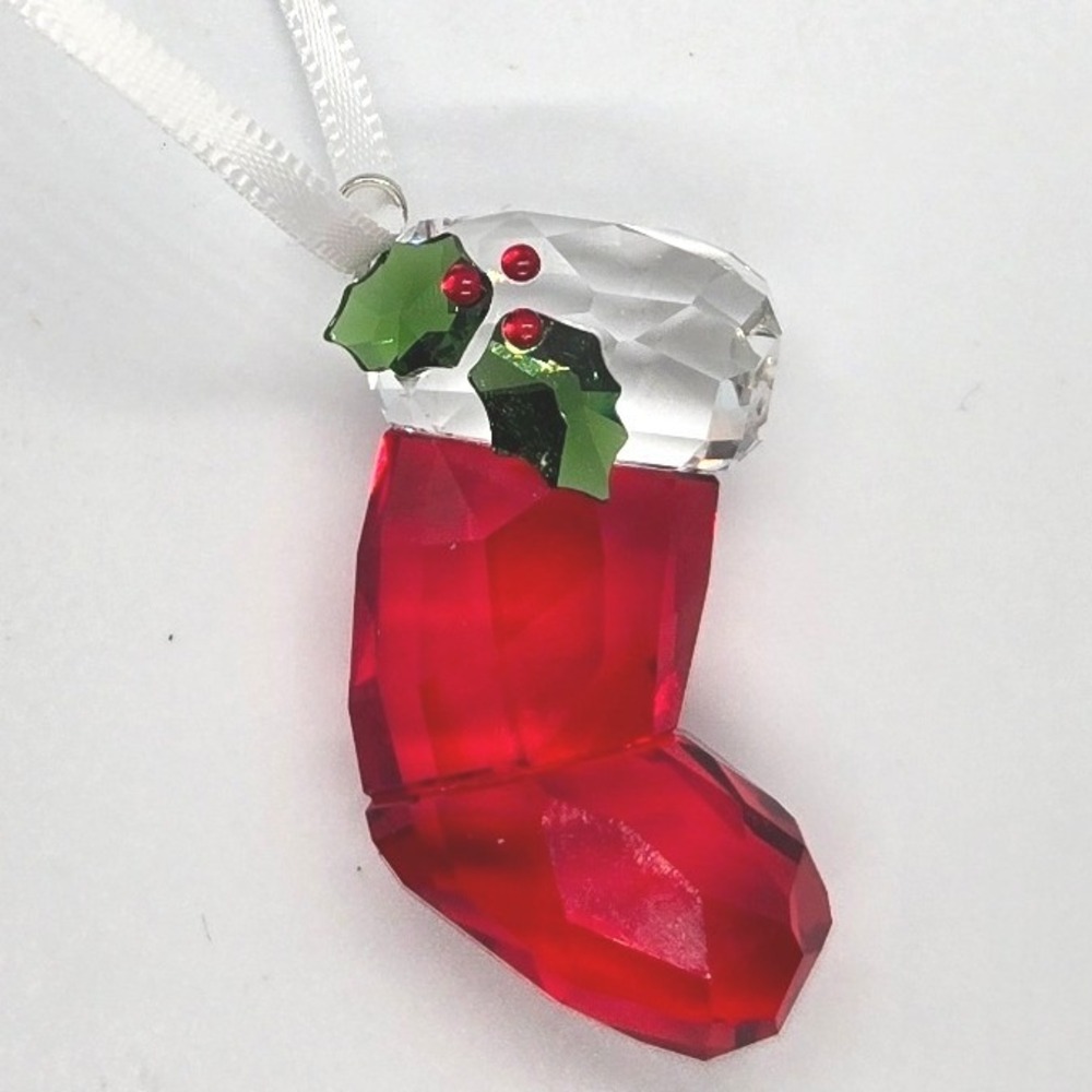 Swarovski Crystal Christmas Stocking Miniature Ornament Holiday Decor